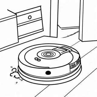 Roomba reinigt den Boden Ausmalbild | Roomba Ausmalbild