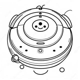 Niedlicher Roomba mit einem Lächeln Ausmalbild | Roomba Ausmalbild