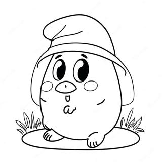 Niedlicher Pou mit einem Hut Ausmalbild | Pou Ausmalbild