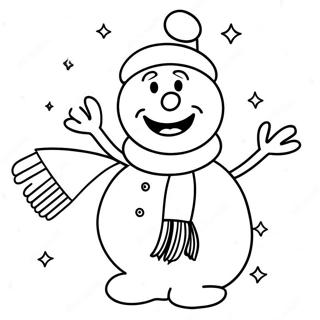 Fröhlicher Frosty mit Schal Ausmalbild | Frosty Ausmalbild