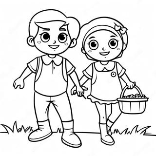 Jack und Jill tragen einen Eimer Ausmalbild | Jack und Jill Ausmalbild