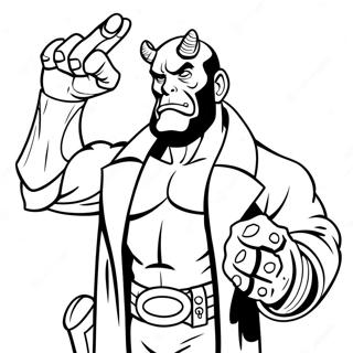 Hellboy mit der Rechten Hand des Untergangs Ausmalbild | Hellboy Ausmalbild