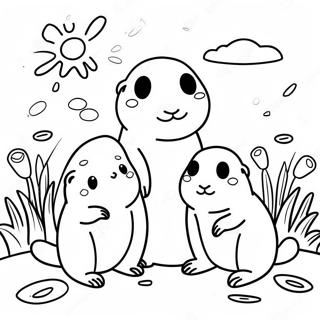 Niedliche Präriehunde Familie Ausmalbild | Präriehunde Ausmalbild