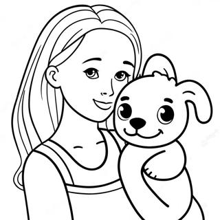 Mädchen mit süßem Welpen Ausmalbild | Mädchen mit Hund Ausmalbild