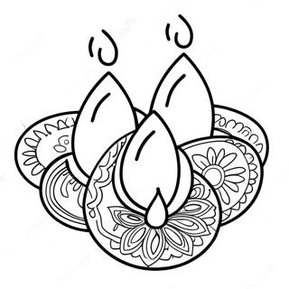 Bunte Diwali-Diyas Ausmalbild | Diwali Ausmalbild