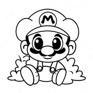 Süßer Baby Mario mit Hut Ausmalbild | Baby Mario Ausmalbild