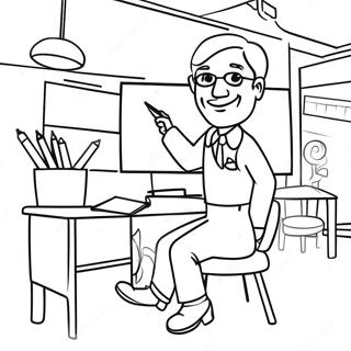 Kreativer Lehrer im Klassenzimmer Ausmalbild | Bester Lehrer Ausmalbild