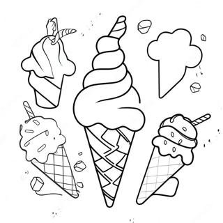Einhorn-Eiscreme-Waffel Ausmalbild | Einhorn Eiscreme Ausmalbild