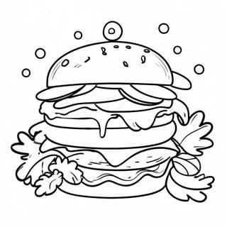 Käse-Hamburger mit Gurken Ausmalbild | Hamburger Ausmalbild