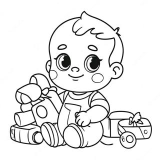 Niedliches Baby John, das mit Spielzeug spielt Ausmalbild | Baby John Ausmalbild
