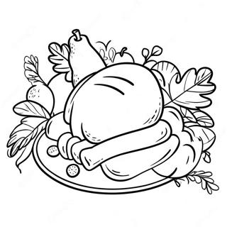 Thanksgiving Festtagstisch Ausmalbild | Erntedankfest Essen Ausmalbild