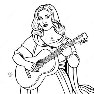 Madonna mit Gitarre Ausmalbild | Madonna Ausmalbild