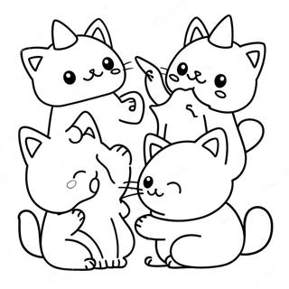 Niedliche Kampfkatzen in Aktion Ausmalbild | Kampfkatzen Ausmalbild