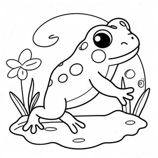 Niedlicher Frosch beim Springen Ausmalbild | Amphibien Ausmalbild
