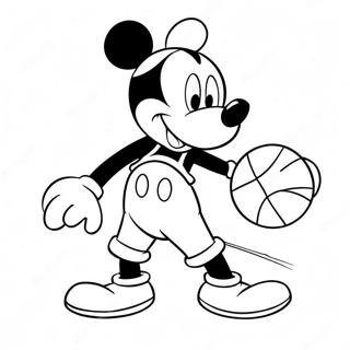 Mickey Mouse Dribbling Basketball Ausmalbild | Mickey Mouse Basketball Ausmalbild