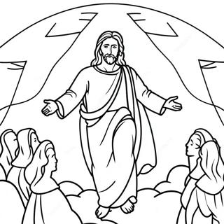 Ausmalbild von der Himmelfahrt Jesu | Jesu Himmelfahrt Ausmalbild