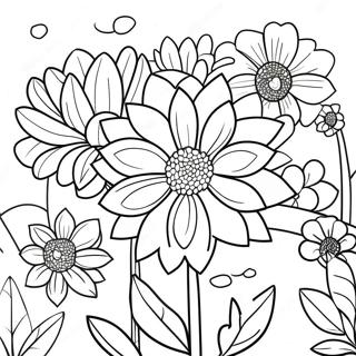 Schöner Dahliengarten Ausmalbild | Dahlie Ausmalbild