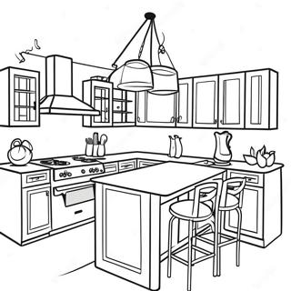 Schicke moderne Küche Ausmalbild | Modernes Innendesign Ausmalbild