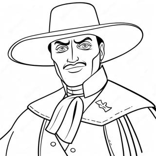 Zorro mit seiner ikonischen Maske Ausmalbild | Zorro Ausmalbild