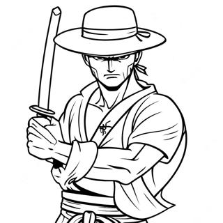 Zoro mit seinem Schwert Ausmalbild | Zoro Ausmalbild