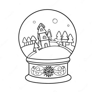 Schneekugel Winterwunderland Ausmalbild | Schneekugel Ausmalbild