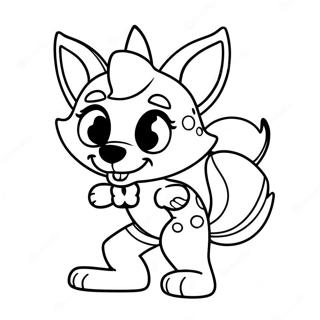 Funtime Foxy in einer verspielten Pose Ausmalbild | Funtime Fuchs Ausmalbild