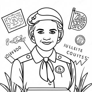 Juliette Gordon Low mit Pfadfindermädchen Ausmalbild | Juliette Gordon Low Ausmalbild
