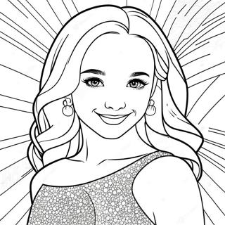 Dove Cameron in einem glitzernden Kleid Ausmalbild | Dove Cameron Ausmalbild