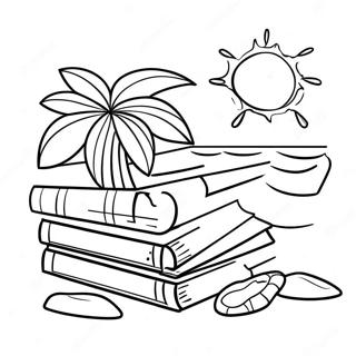 Bunte Strandbücher Ausmalbild | Sommerlesen Ausmalbild