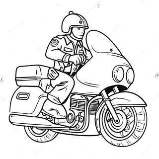 Cooles Polizeimotorrad in Aktion Ausmalbild | Polizeimotorrad Ausmalbild