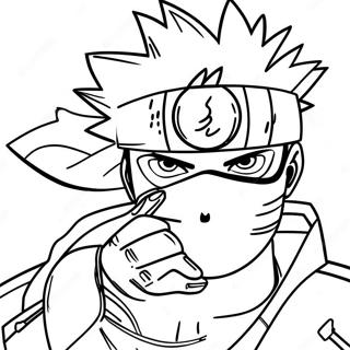 Kakashi mit Sharingan im Kampf Ausmalbild | Sharingan Kakashi Ausmalbild