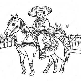 Bunte Charro Tage Parade Ausmalbild | Charro Tage Ausmalbild