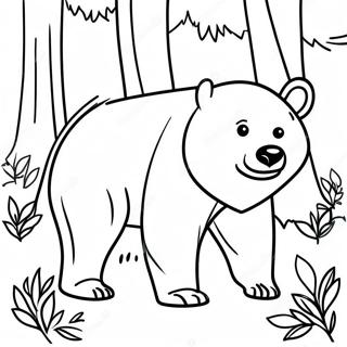 Schwarzer Bär im Wald Ausmalbild | Schwarzer Bär Ausmalbild