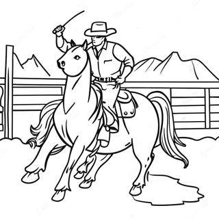 Rodeo Western Szene Ausmalbild | Rodeo Western Ausmalbild
