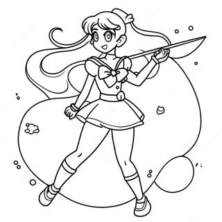Elegante Seemann Venus in Aktion Ausmalbild | Sailor Venus Ausmalbild