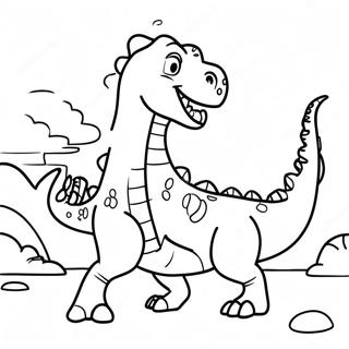 Dinosaurier-Kampf-Szene Ausmalbild | Dinosaurier Kämpfen Ausmalbild