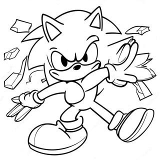 Sonic der Igel kämpft gegen Feinde Ausmalbild | Sonic mit einem Schwert Ausmalbild