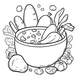 Bunte Gemüse in Steinsuppe Ausmalbild | Steinsuppe Ausmalbild