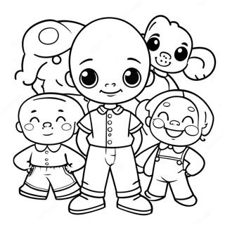 Little Bill mit Freunden Ausmalbild | Kleines Bill-Logo Ausmalbild