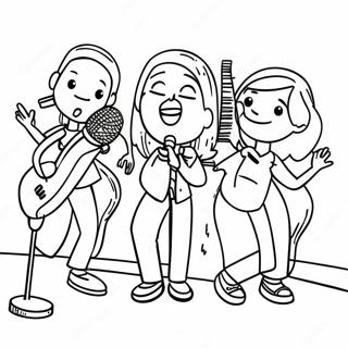 Bunte Sänger im Konzert Ausmalbild | Singen Ausmalbild