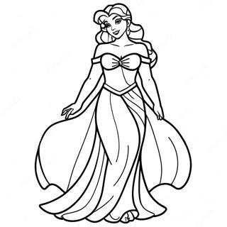 Megara im eleganten Kleid Ausmalbild | Megara Ausmalbild