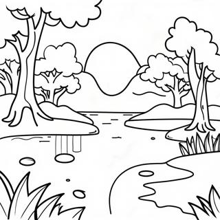 Beruhigende Naturszene Ausmalbild | Beruhigend Ausmalbild
