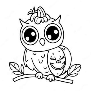 Niedliche Halloween Eule mit Kürbis Ausmalbild | Halloween Eule Ausmalbild