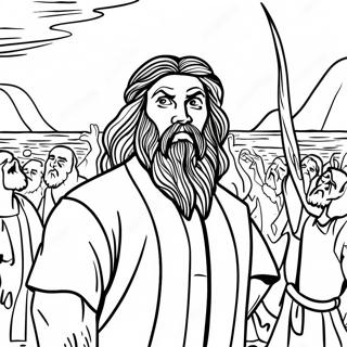 Mose teilt das Rote Meer Ausmalbild | Moses und Pharao Ausmalbild