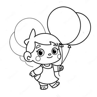 Kiki mit bunten Ballons Ausmalbild | Kiki Ausmalbild