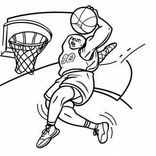 Aufregende Slam Dunk Aktion Ausmalbild | Slam Dunk Ausmalbild
