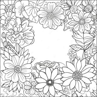 Einfaches Blumenrand Ausmalbild | Einfache Blumenrand Ausmalbild