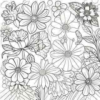 Zarter Blumenrand Ausmalbild | Einfache Blumenrand Ausmalbild