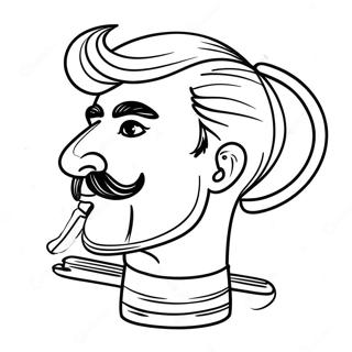 Lustiger Friseur mit Schere Ausmalbild | Friseur Ausmalbild