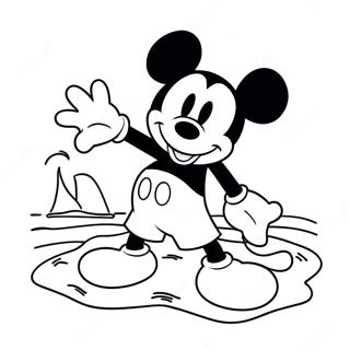 Mickey Mouse Strandspaß Ausmalbild | Disney Sommer Ausmalbild